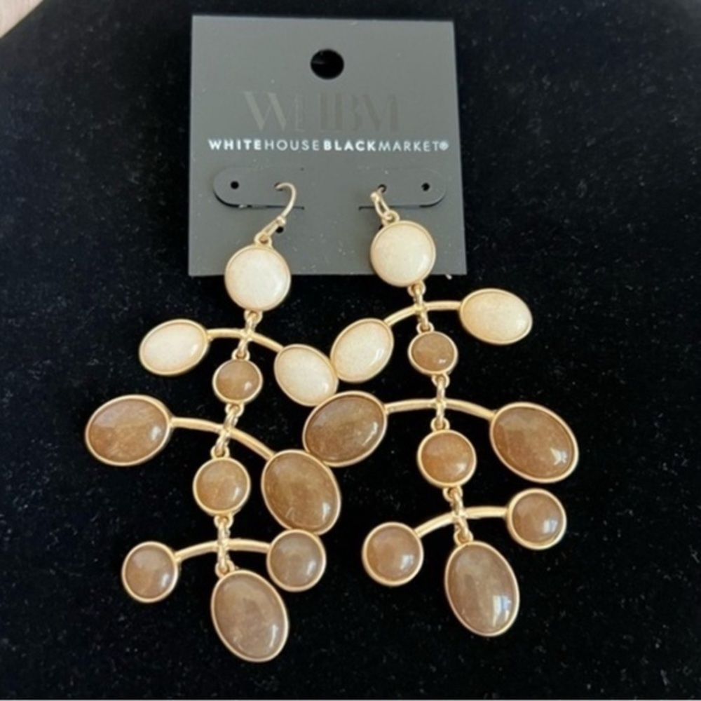 NWT White House Black Market Botanical Gold and Brown Earrings